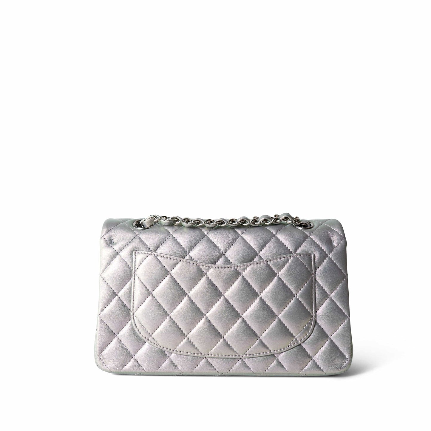 21K Iridescent Pearl Lilac Calfskin Quilted Classic Double Flap Small SHW
