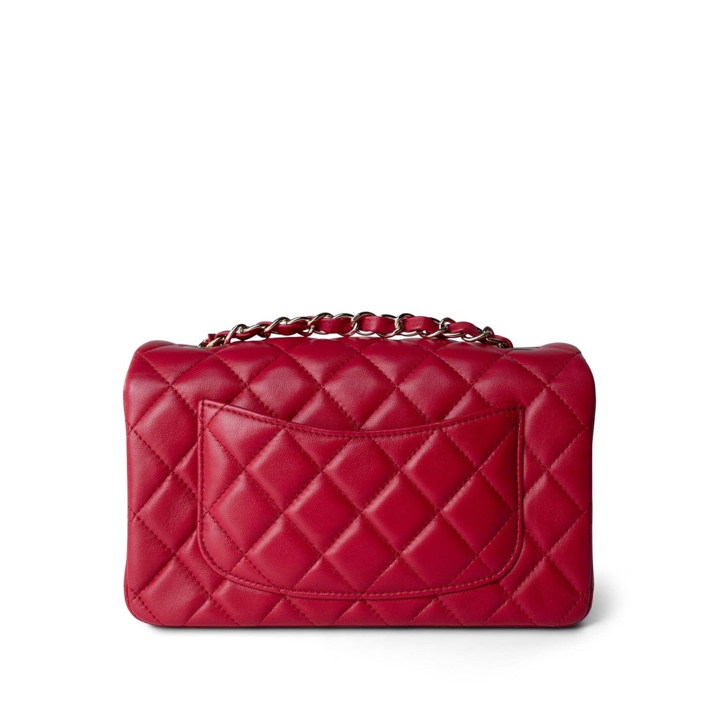 16C Red Lambskin Quilted Mini Rectangular Flap LGHW