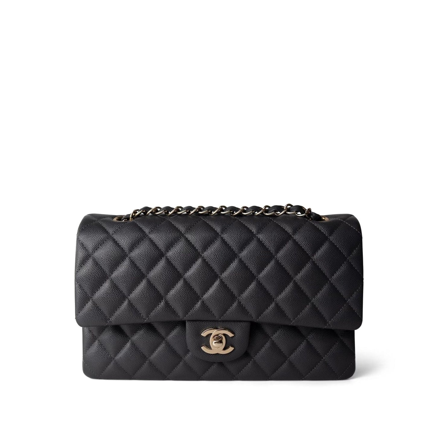 21B Dark Grey Caviar Quilted Classic Flap Medium Light Gold Hardware