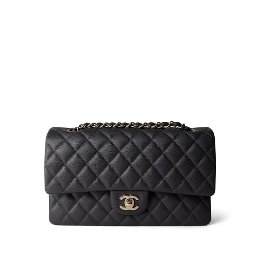 21B Dark Grey Caviar Quilted Classic Flap Medium Light Gold Hardware
