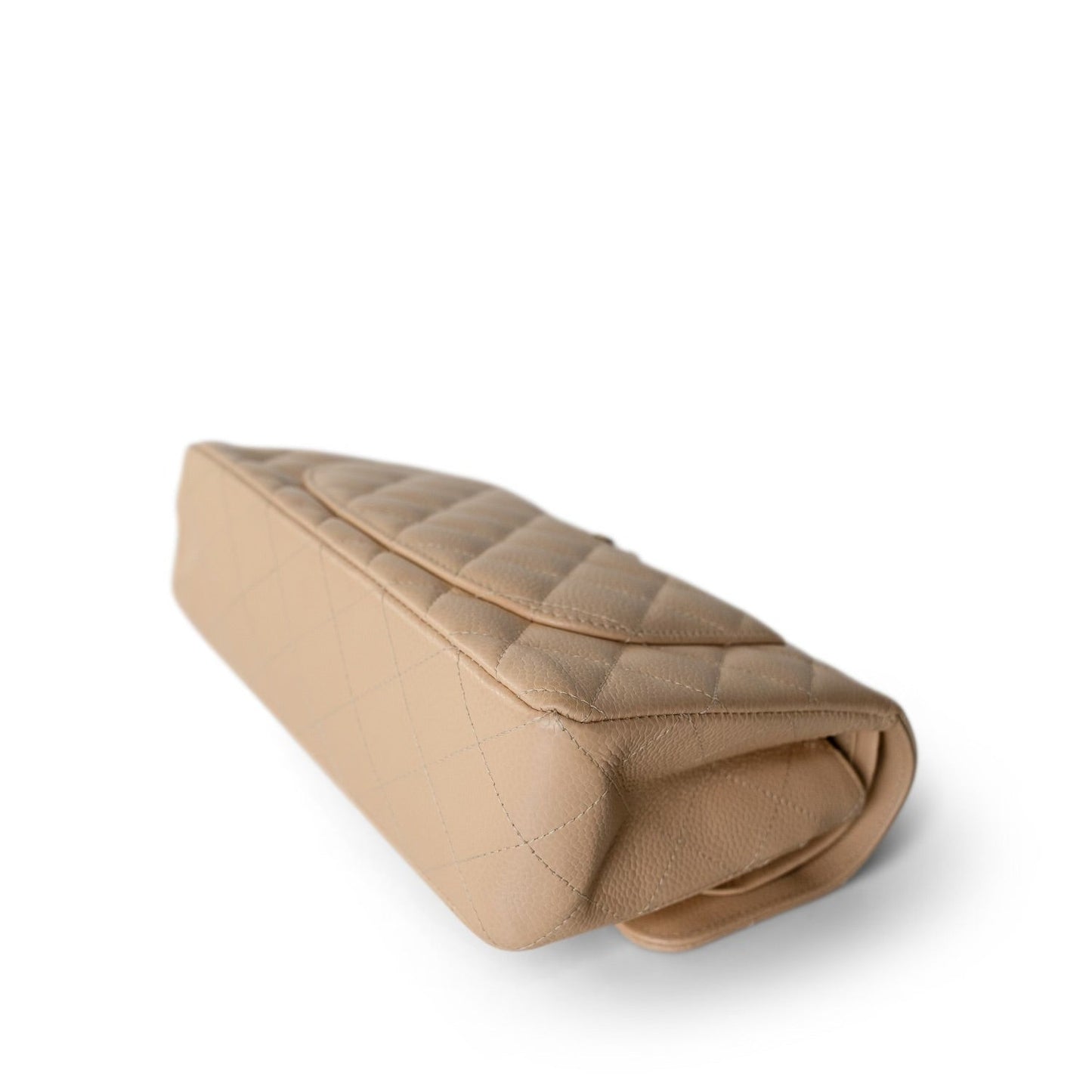 Beige Clair Caviar Quilted Small Classic Flap Gold Hardware