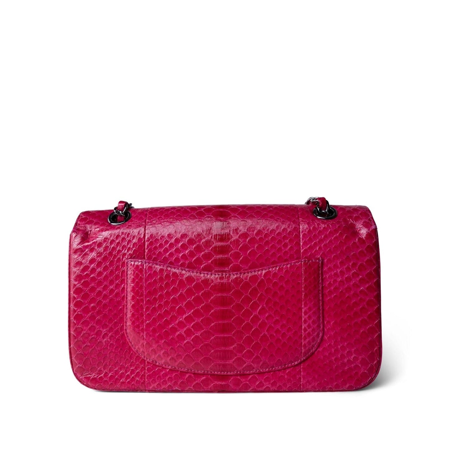 Dark Pink Python Medium Classic Double Flap