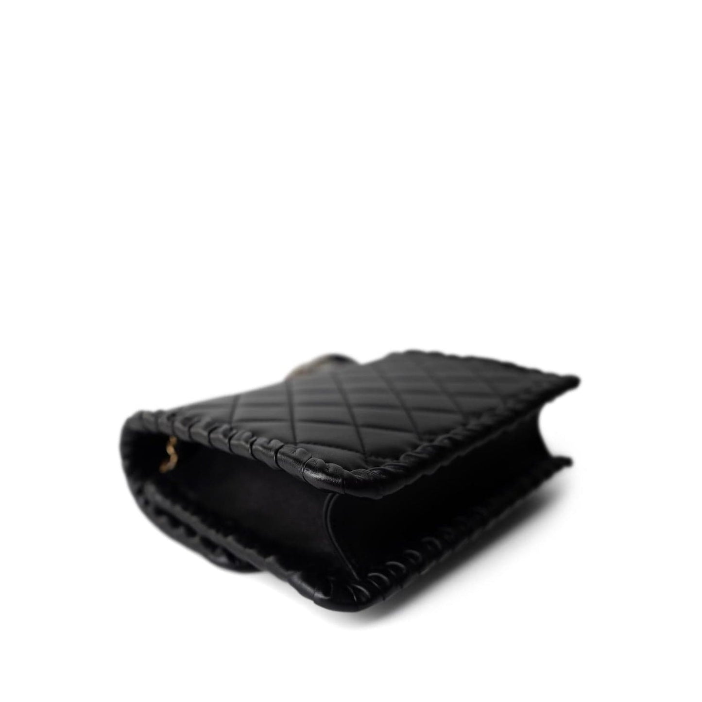 Black Calfskin Braided My Own Frame Flap Bag Aged GHW