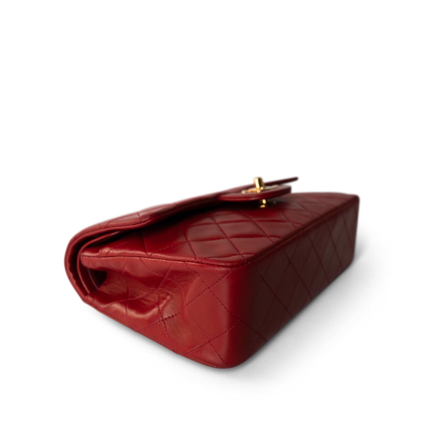 Vintage Red Lambskin Quilted Classic Flap Small Gold Hardware