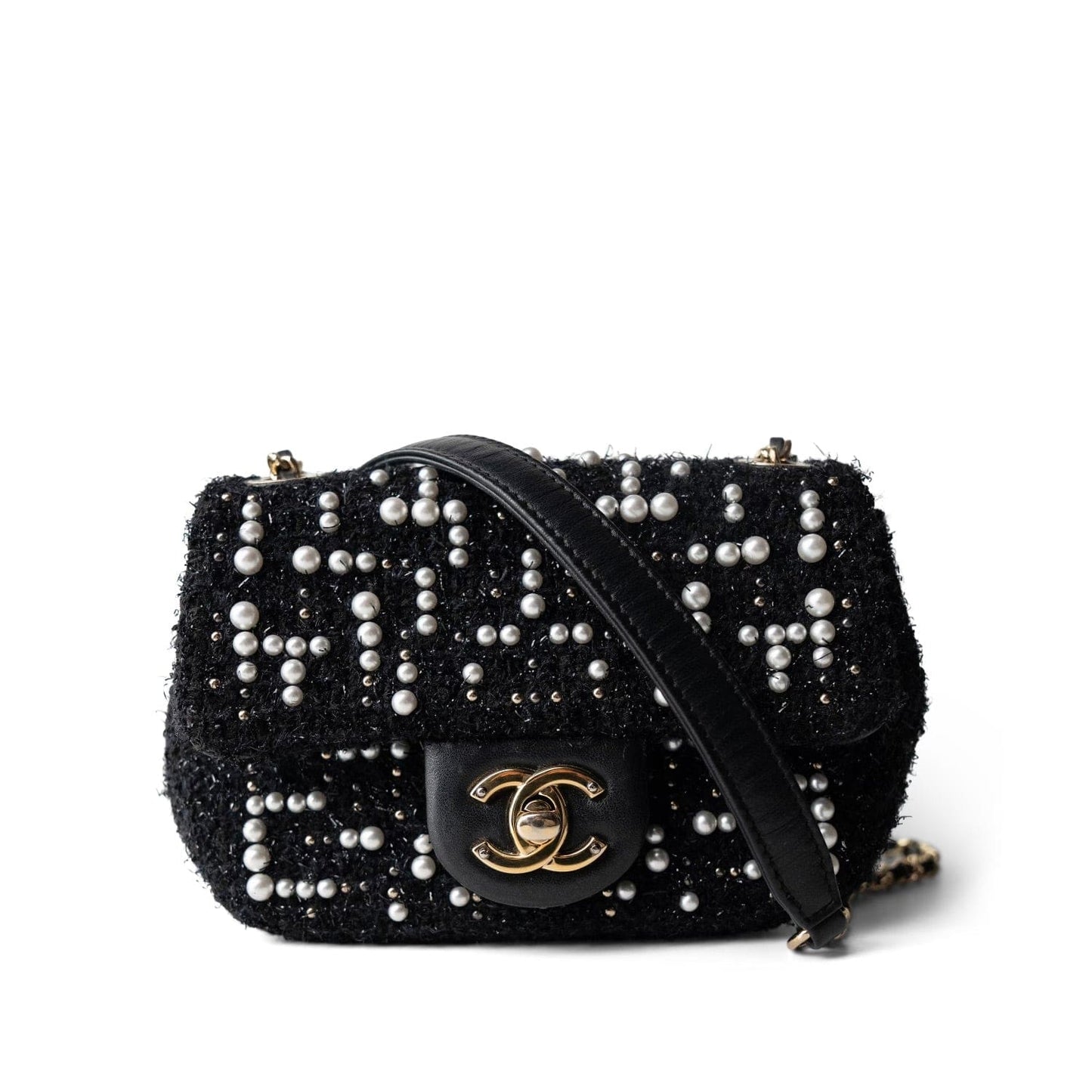 Cosmos Tweed Pearl Mini Flap Bag LGHW