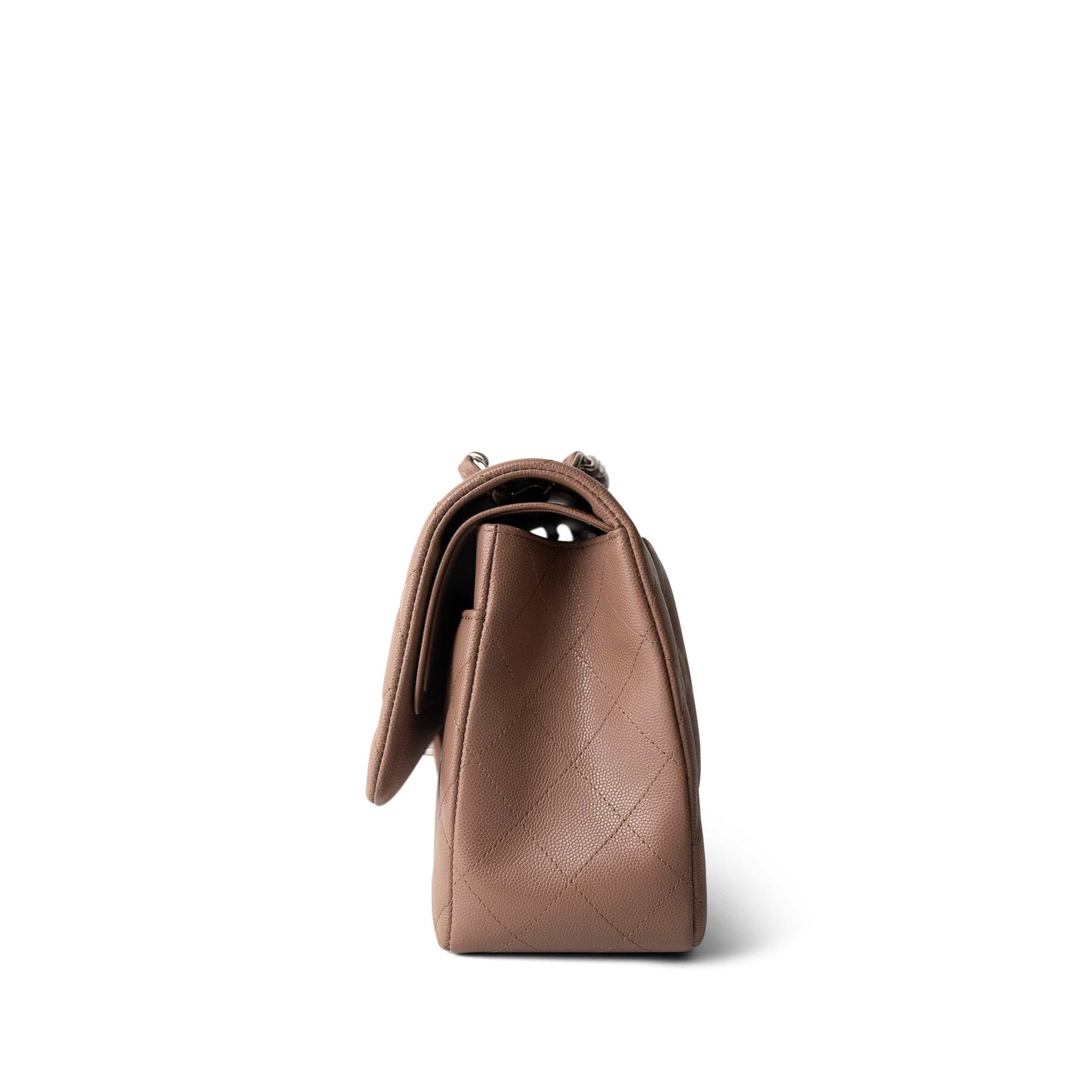 17B Dark Beige Caviar Quilted Classic Flap Jumbo Silver Hardware