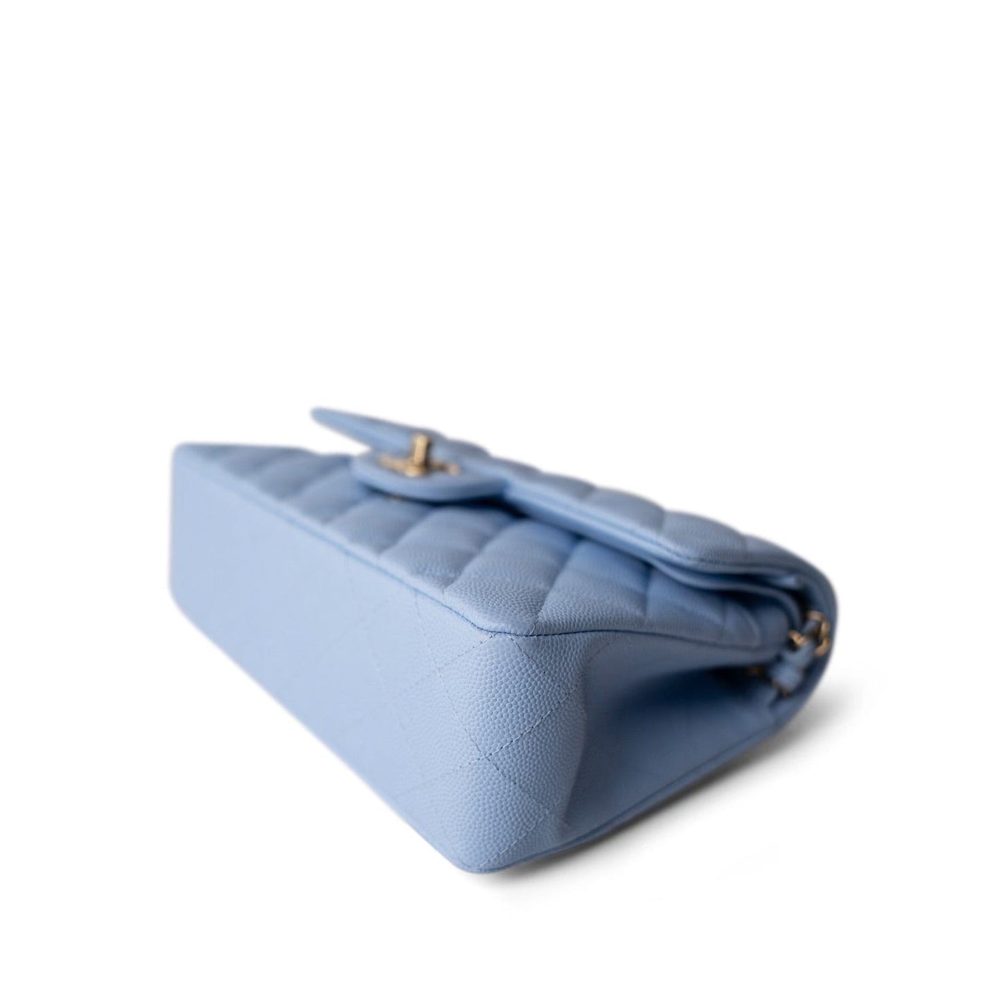 23P Light Blue Caviar Quilted Classic Flap Small Light Gold Hardware