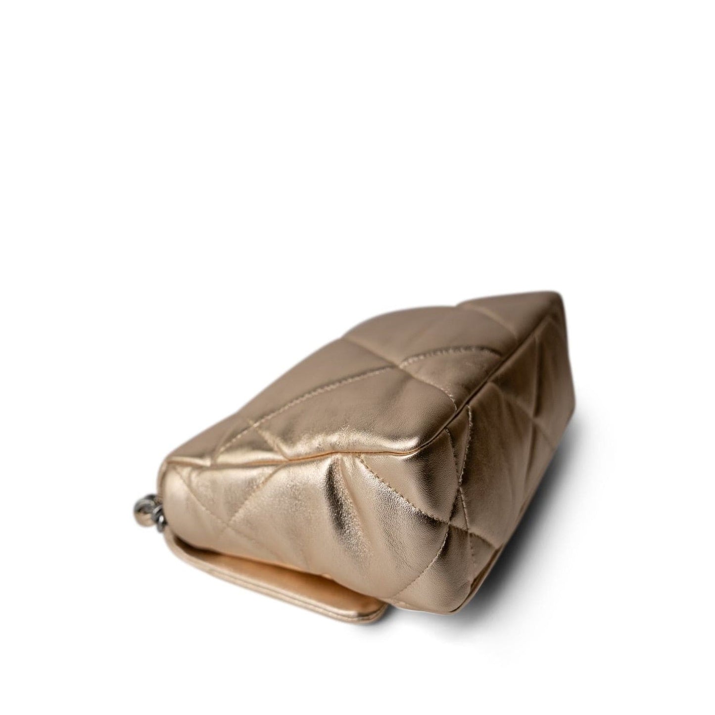 21S Gold Metallic Lambskin Quilted 19 Flap Small MHW