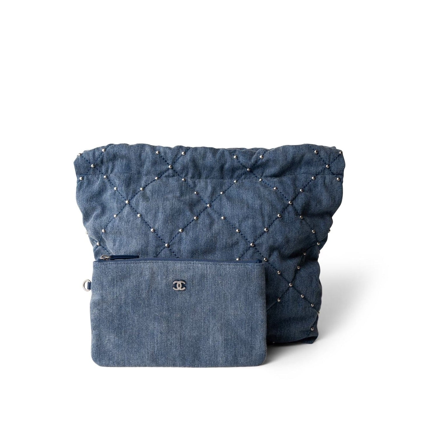 24S Washed Denim Quilted 22 Hobo Bag Small