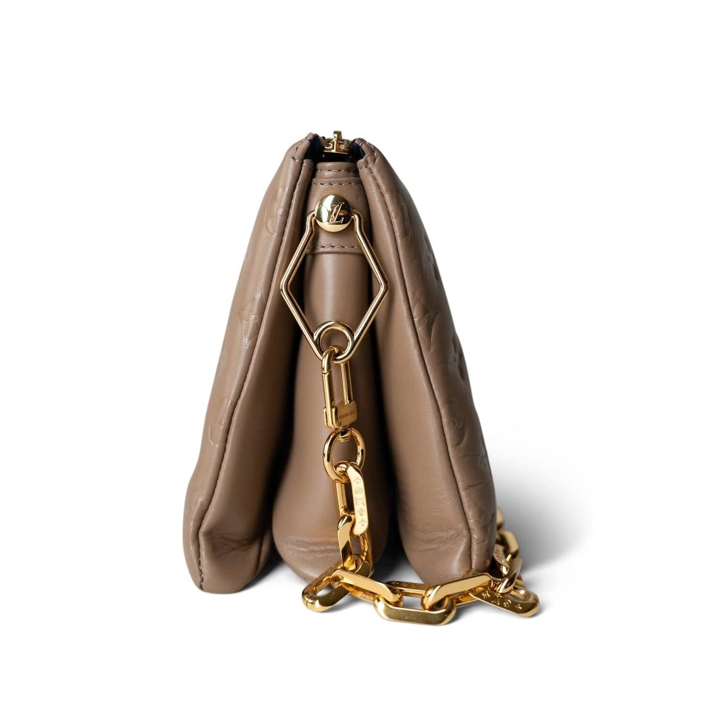 Louis Vuitton Lambskin Embossed Coussin PM Camel