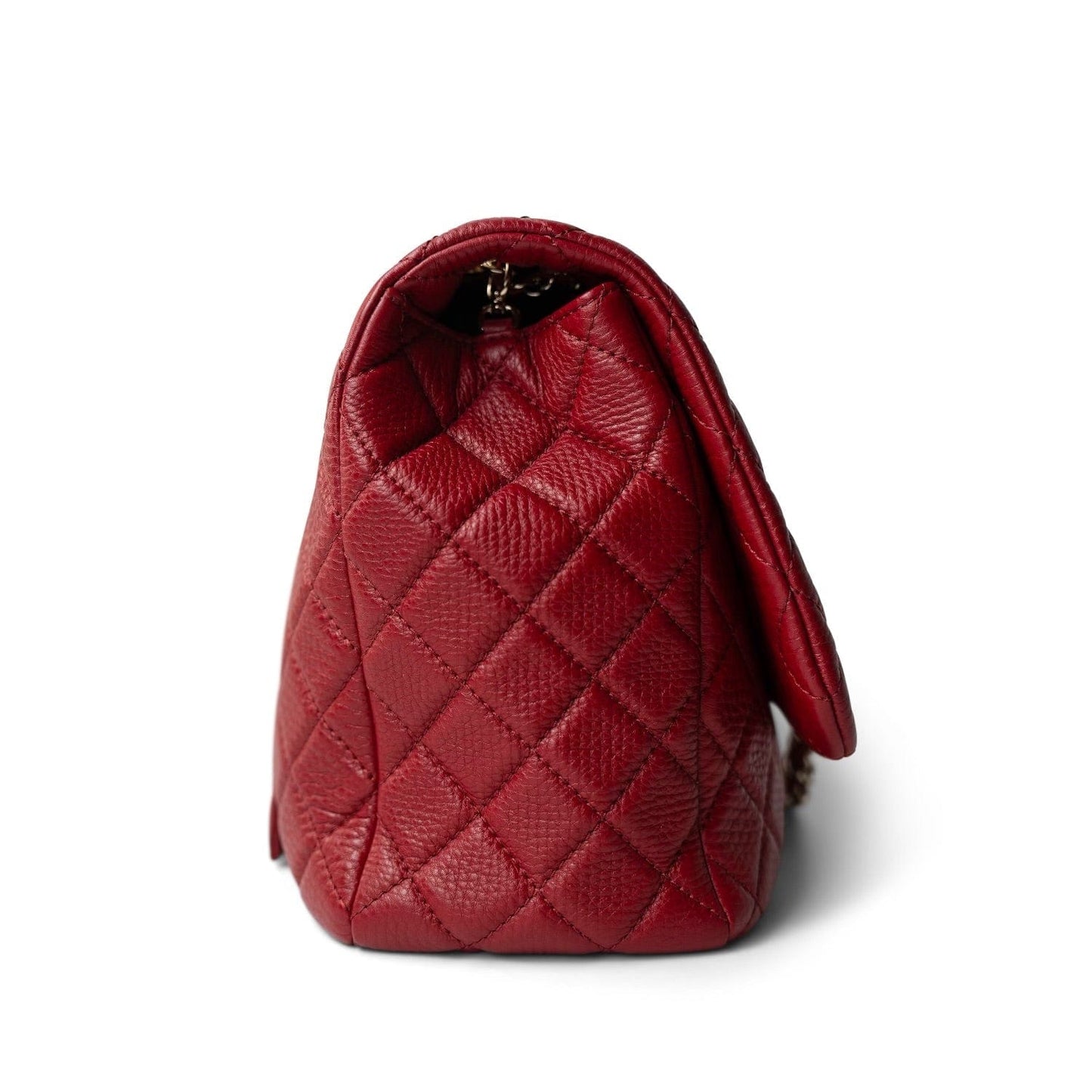 Red Grained Calfskin XL Small Travel Flap Bag Light Gold Hardware