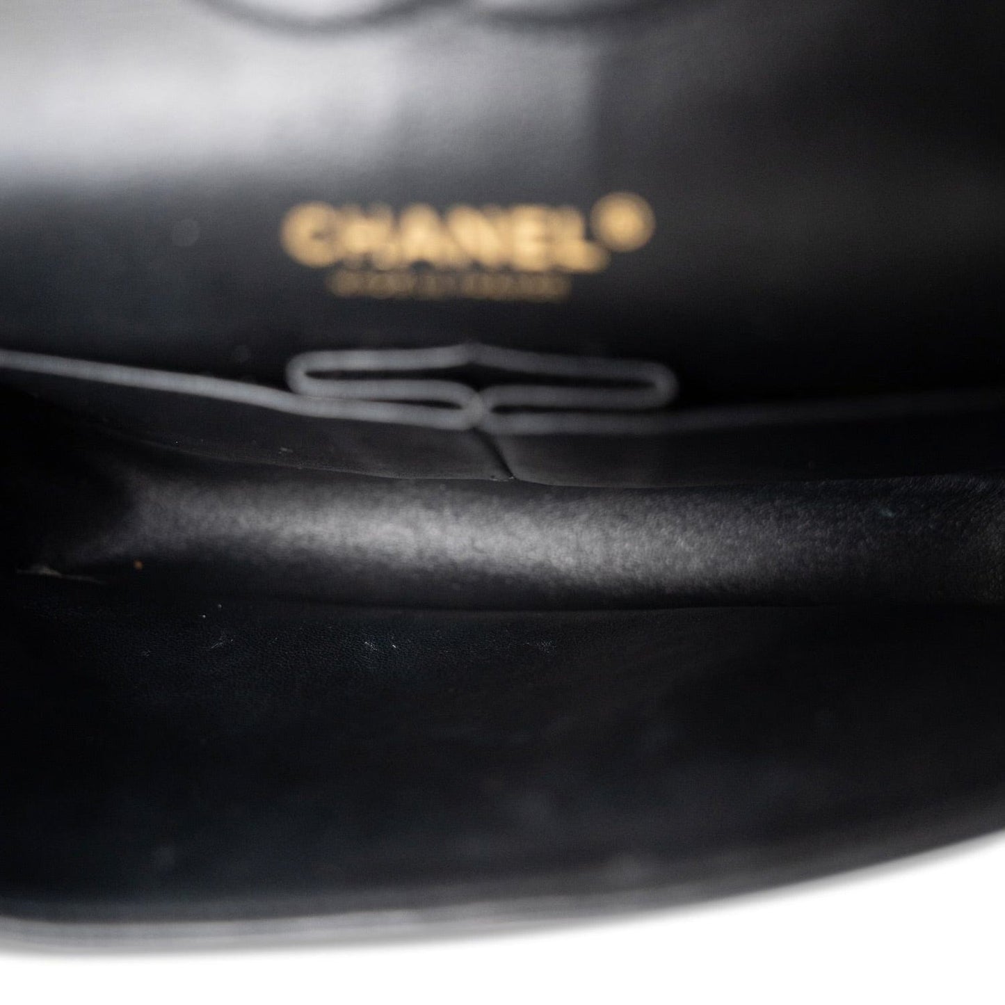 Black Lambskin Chevron Medium Classic Flap Light Gold Hardware