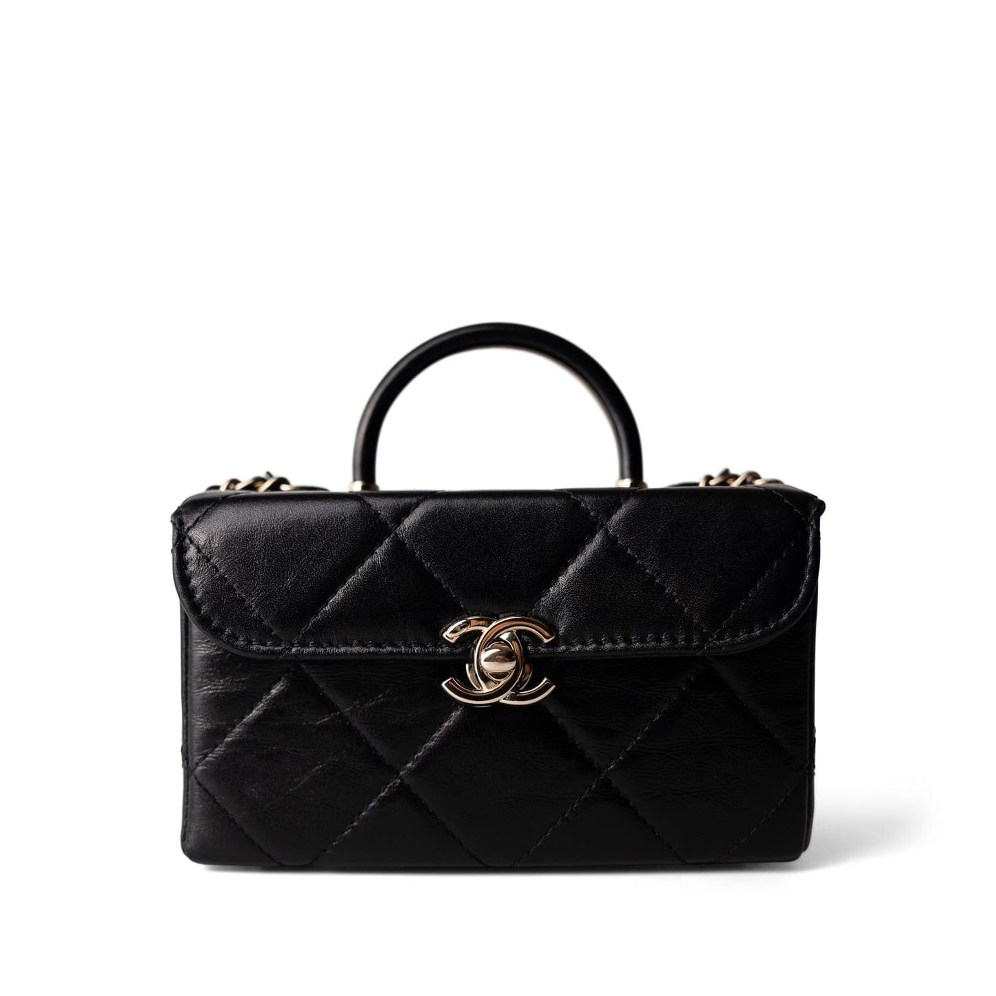 23k Black Shiny Mini Box Bag Vanity LGHW