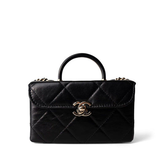 23k Black Shiny Mini Box Bag Vanity LGHW