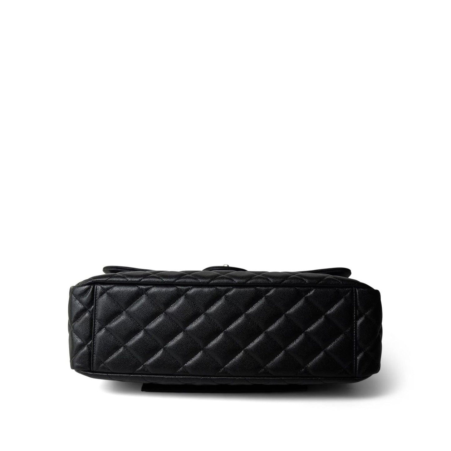 Black Caviar Quilted XXL Jumbo Single Flap Light Gold Hardware