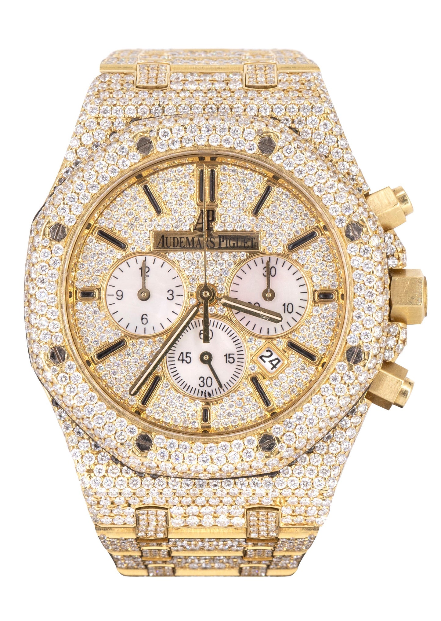 Audemars Piguet RoyalOak Chrono |  18K Gold Diamond Iced Out | 41 MM | 25 Carats