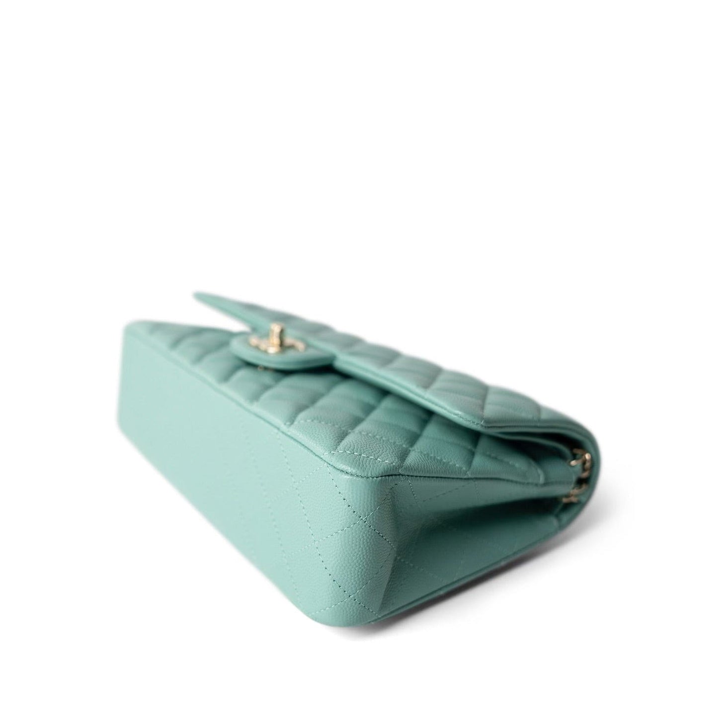 21S Tiffany Green Caviar Quilted Medium Classic Flap LGHW