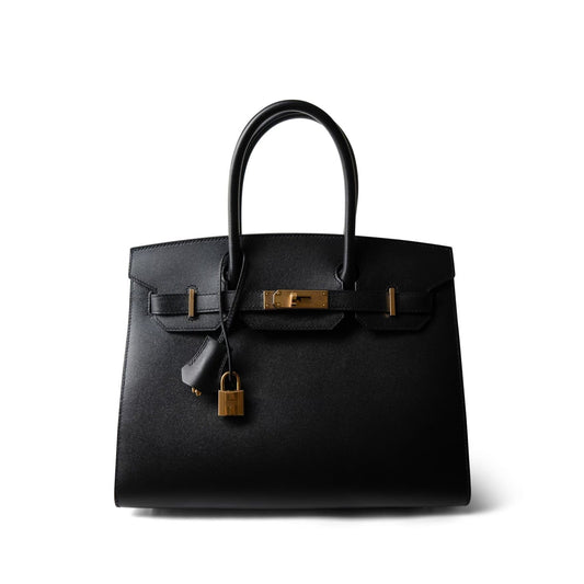 Birkin Sellier 30 Noir Veau Madame Gold Plated Y Stamp