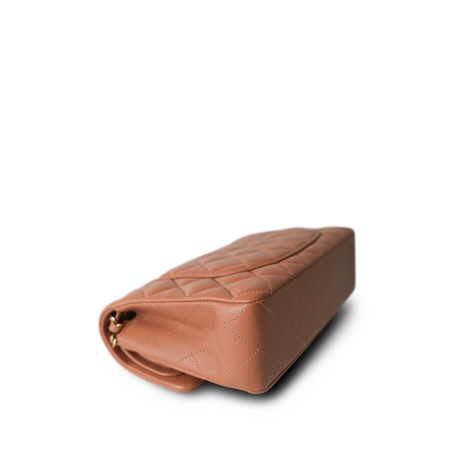 22S Caramel Lambskin Quilted Small Classic Flap Light Gold Hardware