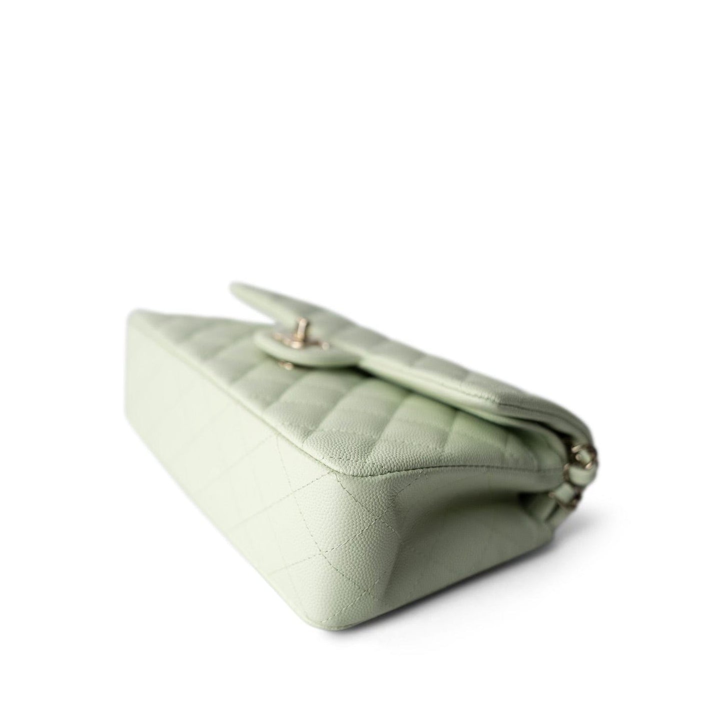 22C Light Green Caviar Quilted Classic Flap Small LGHW