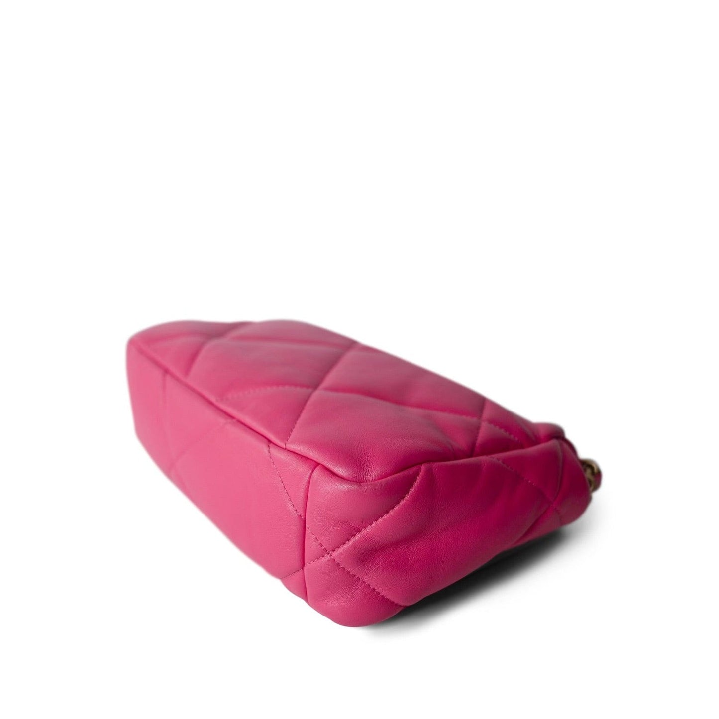22P Pink Lambskin Quilted 19 Flap Small