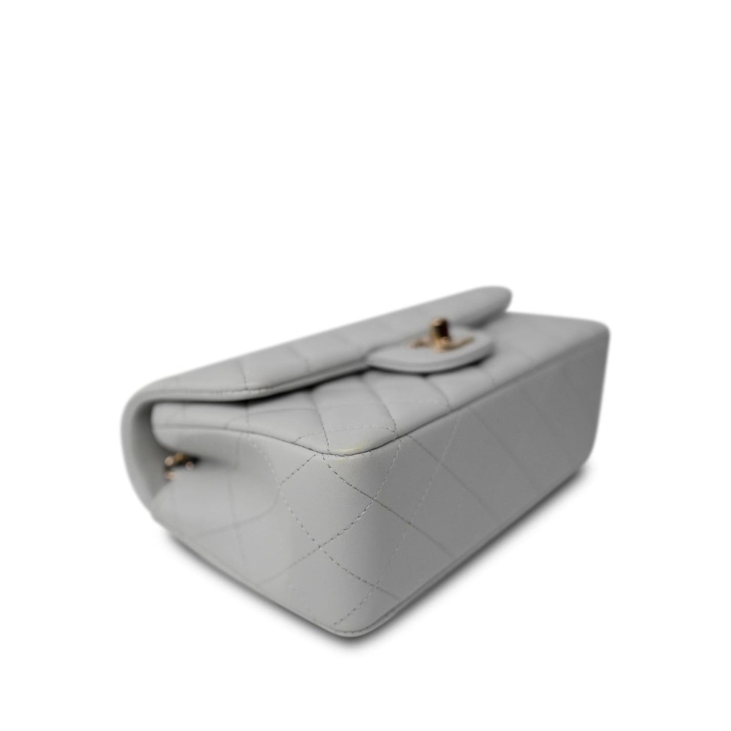 23S Light Grey Rectangular Flap Mini Light Gold Hardware