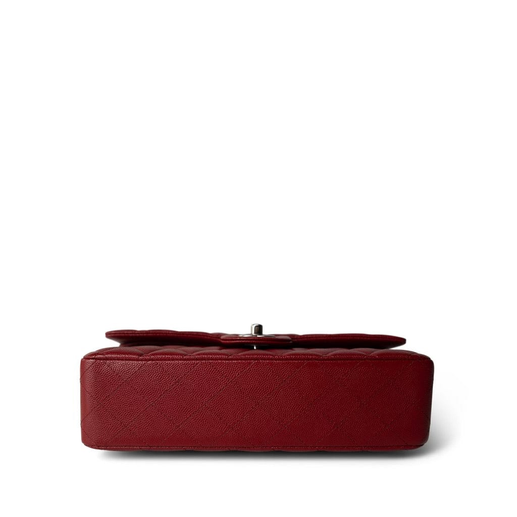 17B Red/Raspberry Caviar Quilted Medium Classic Flap Silver Hardware