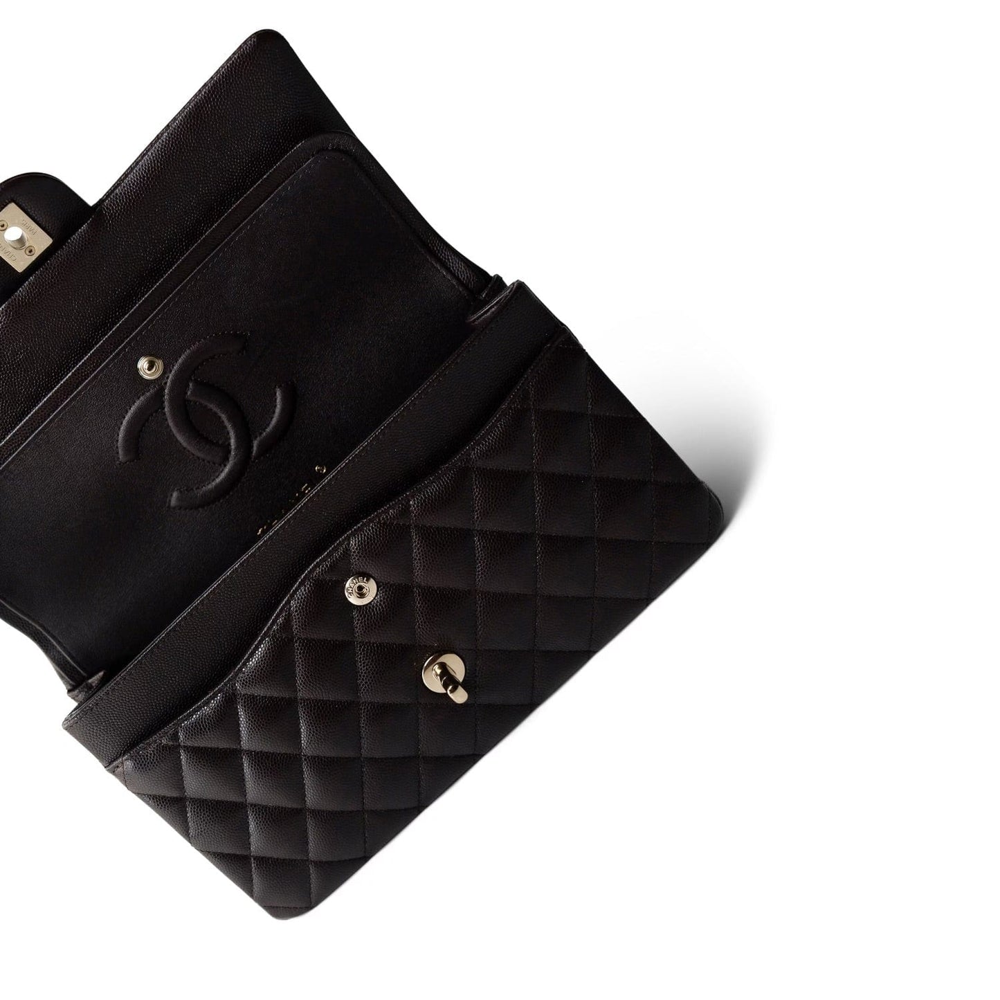 22K Plum Caviar Quilted Medium Classic Flap LGHW