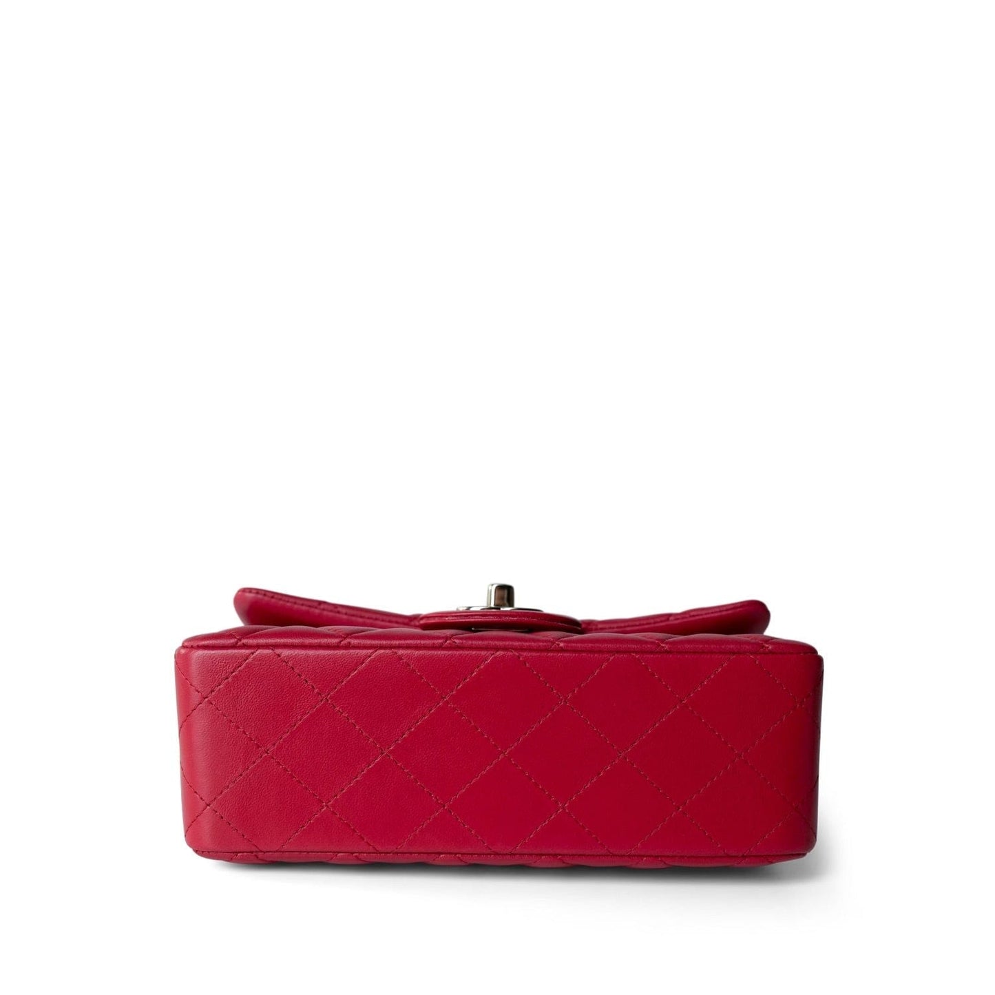 16C Red Lambskin Quilted Mini Rectangular Flap LGHW