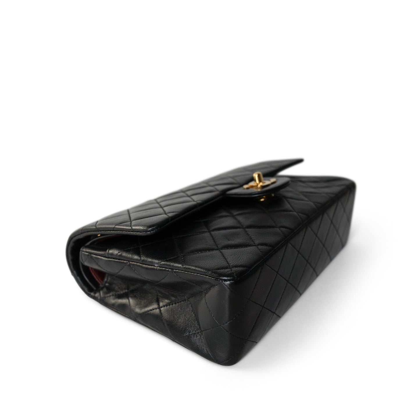 Vintage Black Lambskin Quilted Medium Classic Flap GHW