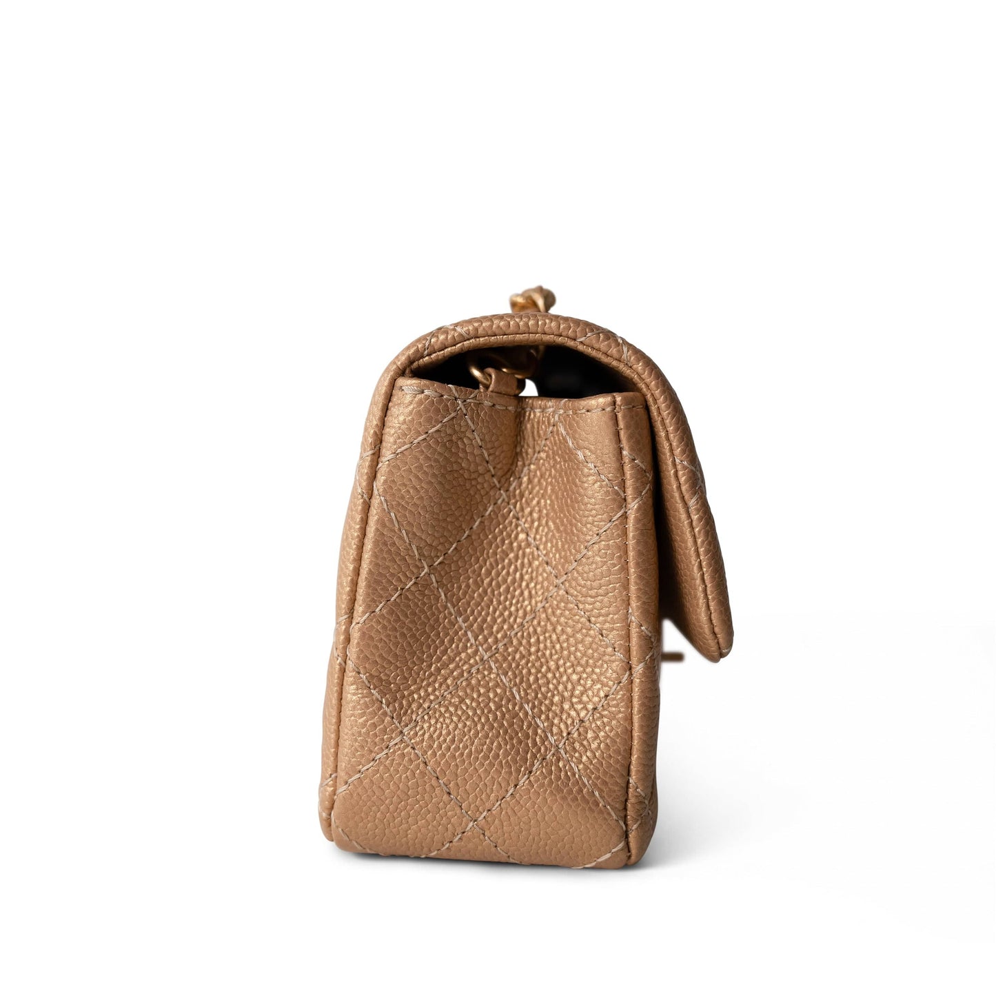 15C Gold Caviar Quilted Mini Rectangular Flap Antique Gold Hardware