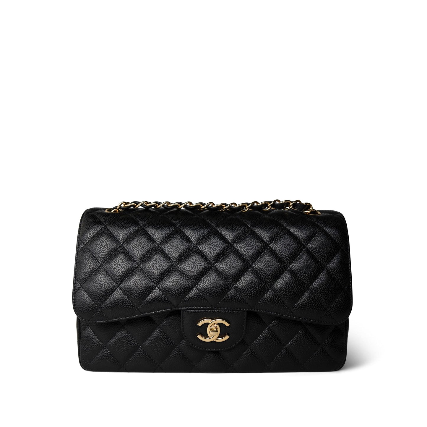 Black Jumbo Caviar Classic Flap GHW