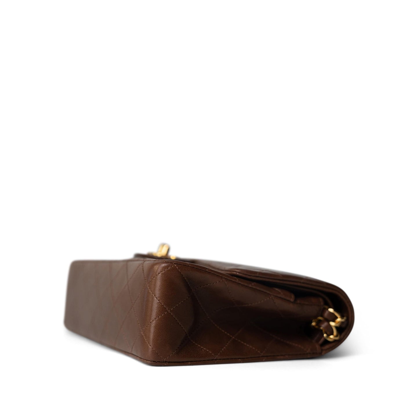 Vintage Brown Lambskin Quilted Classic Flap Bag Medium GHW