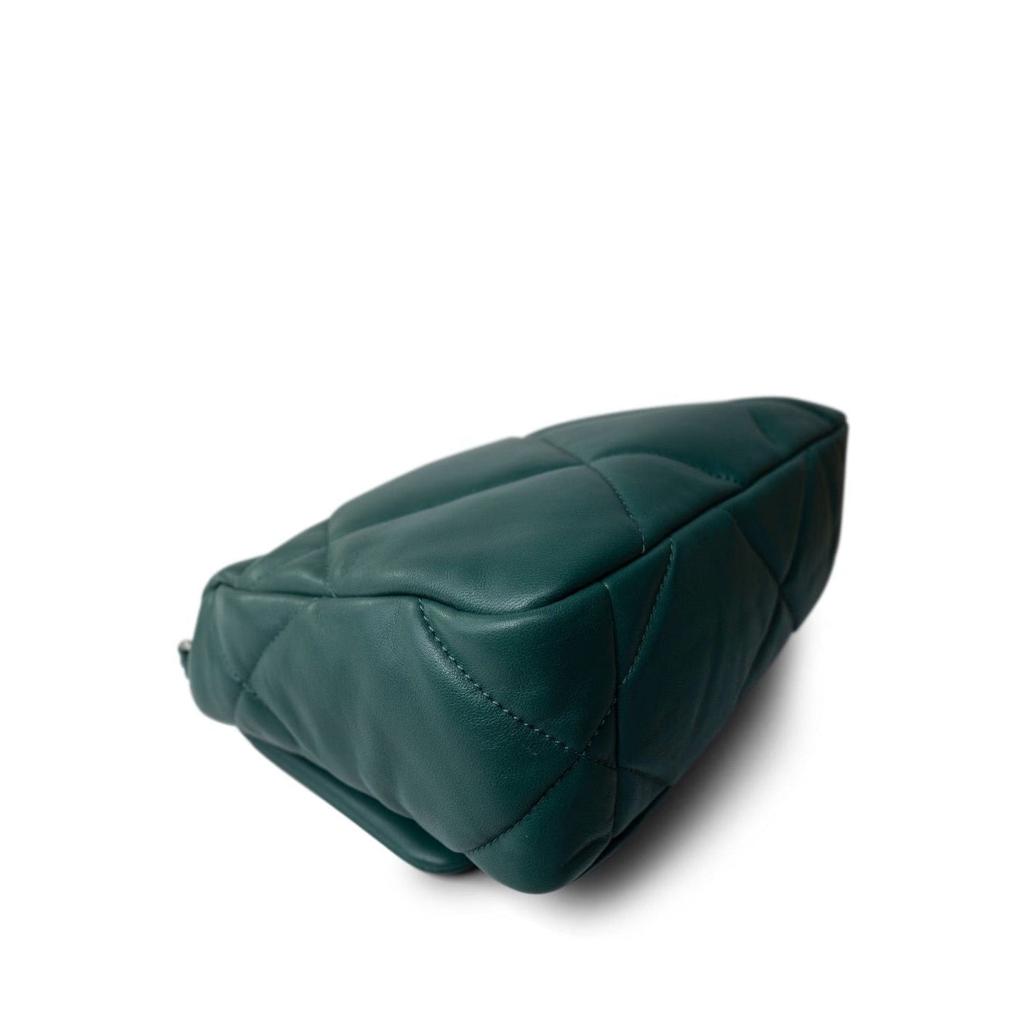 21A Dark Green Lambskin Quilted 19 Flap Small Mixed Hardware