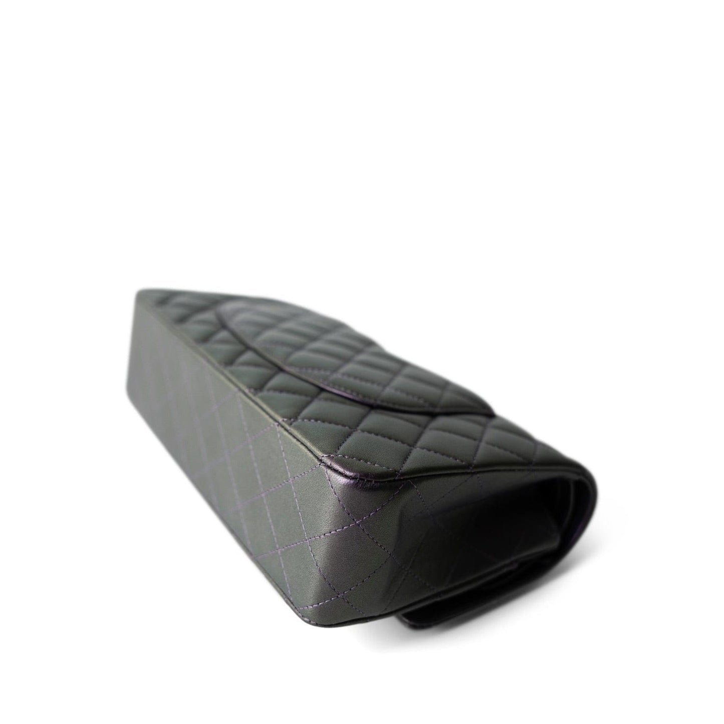 17S Purple Iridescent Lambskin Quilted Classic Flap Medium