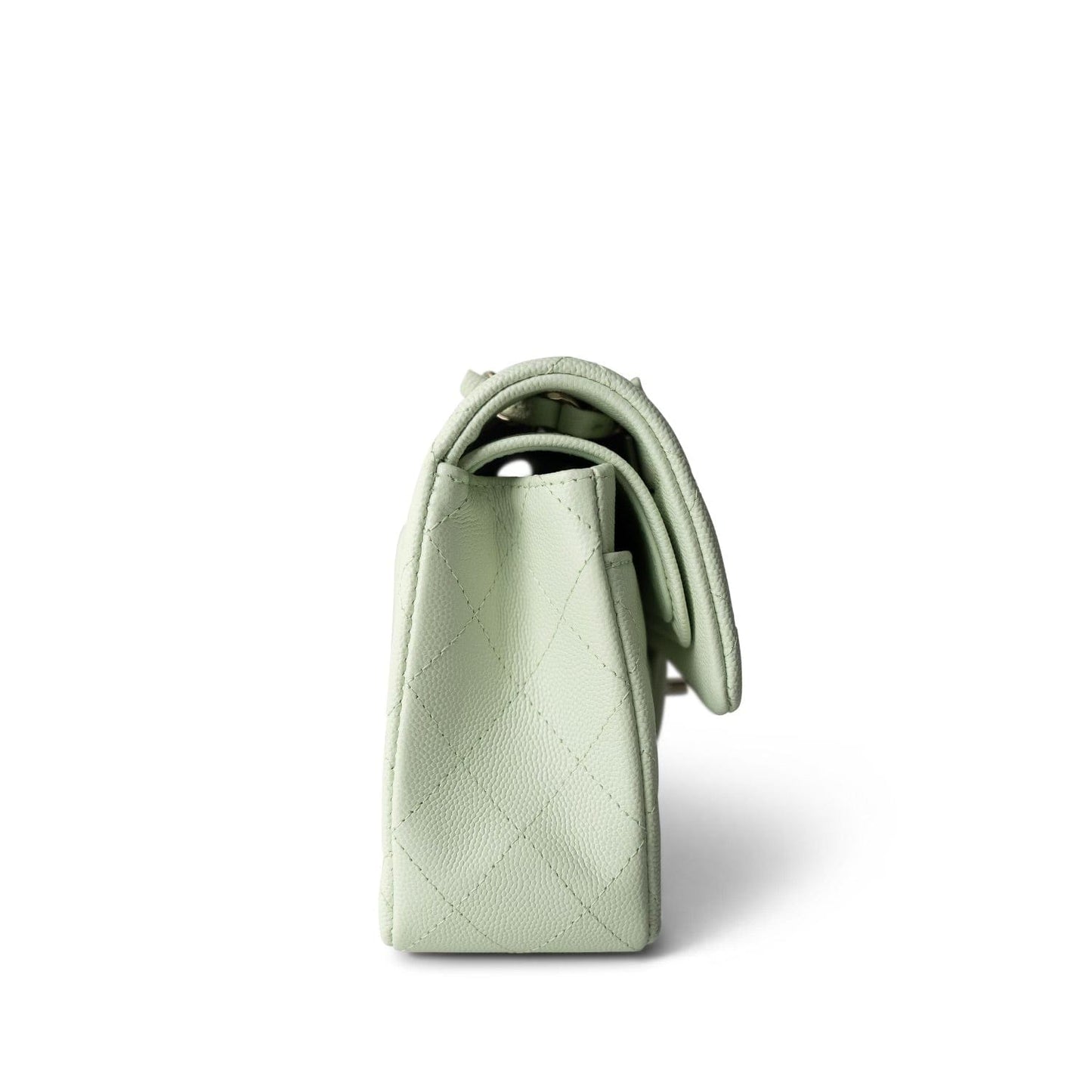 22C Light Green Caviar Quilted Classic Flap Small LGHW