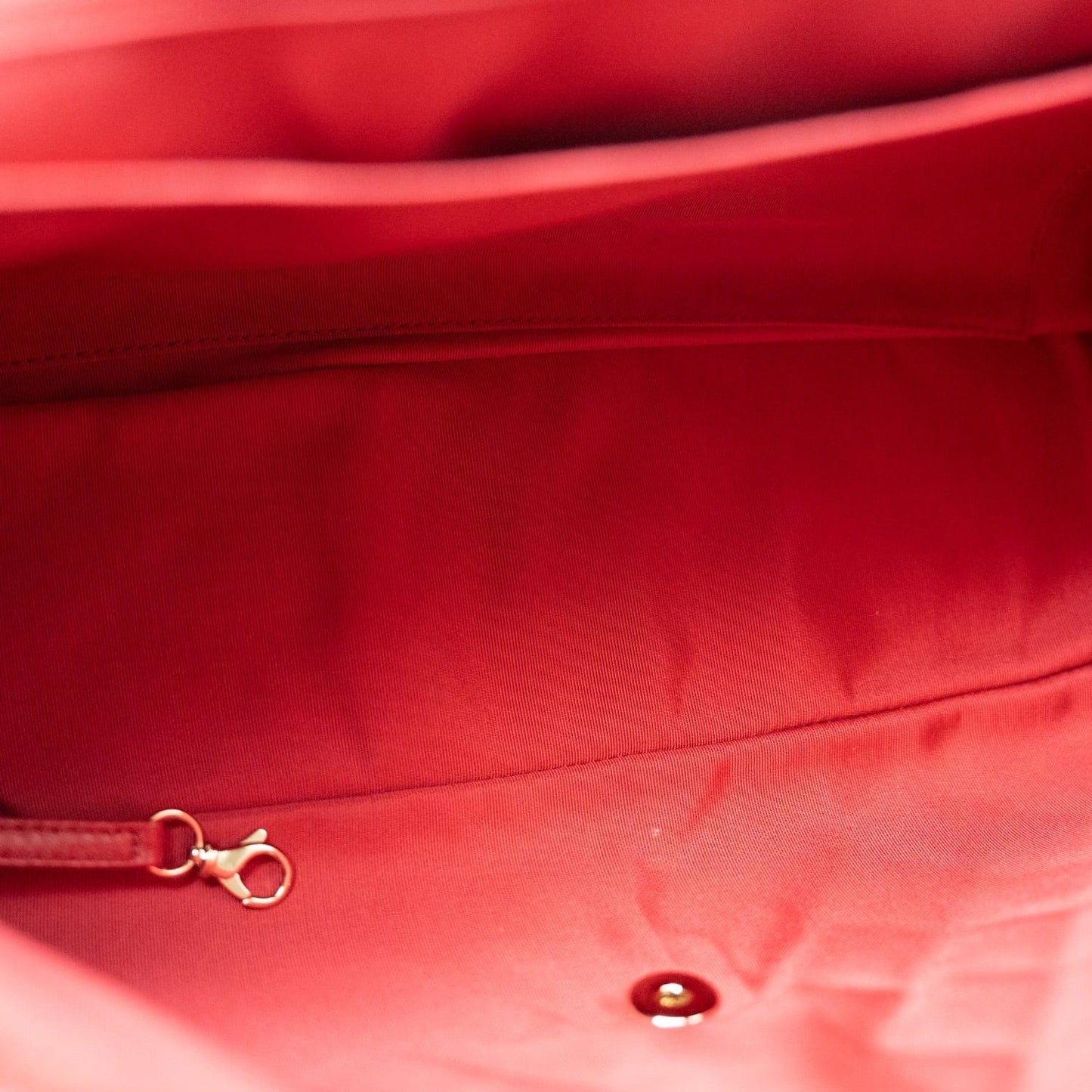 Red Grained Calfskin XL Small Travel Flap Bag Light Gold Hardware