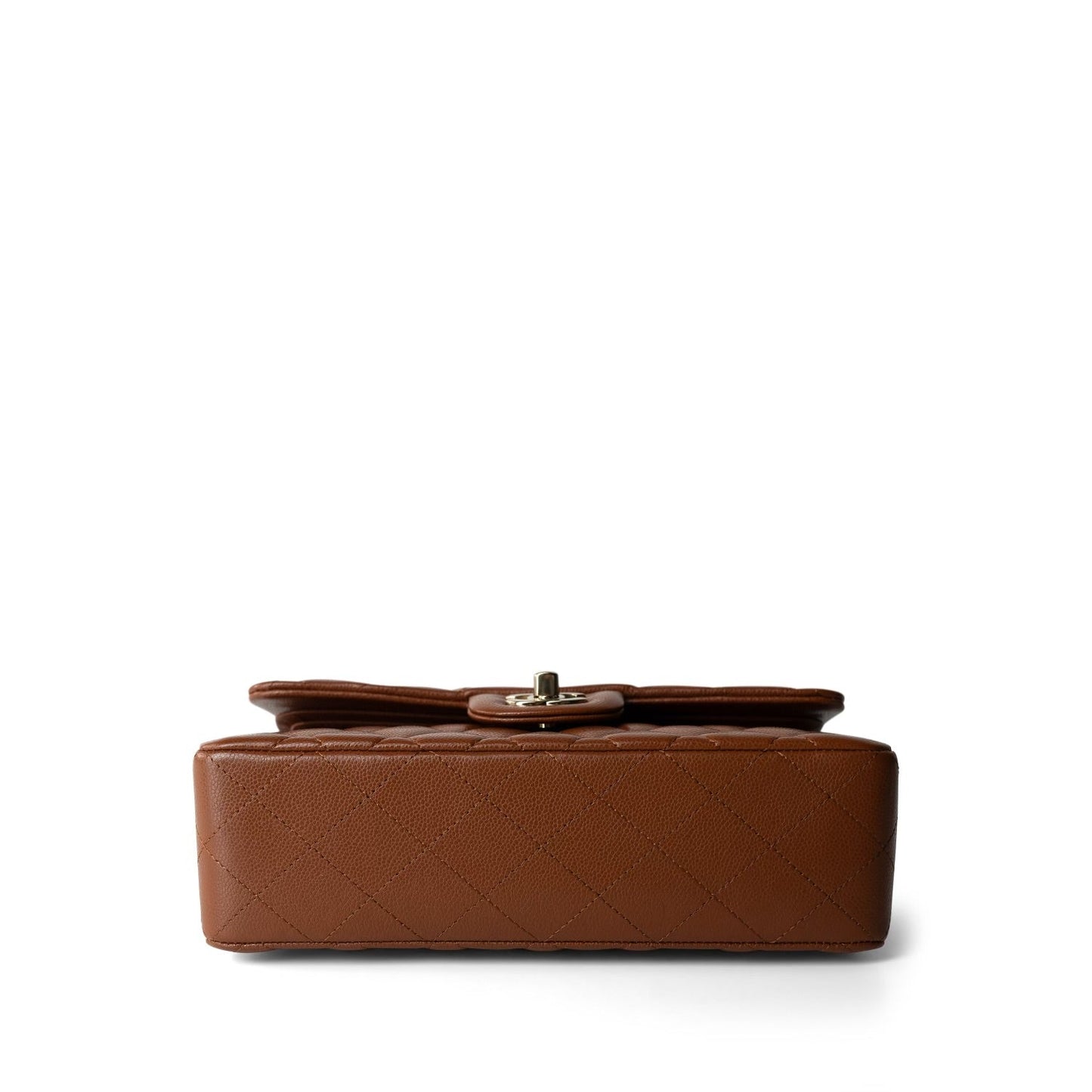 23A Brown/Cognac Caviar Quilted Classic Flap Small Light Gold Hardware