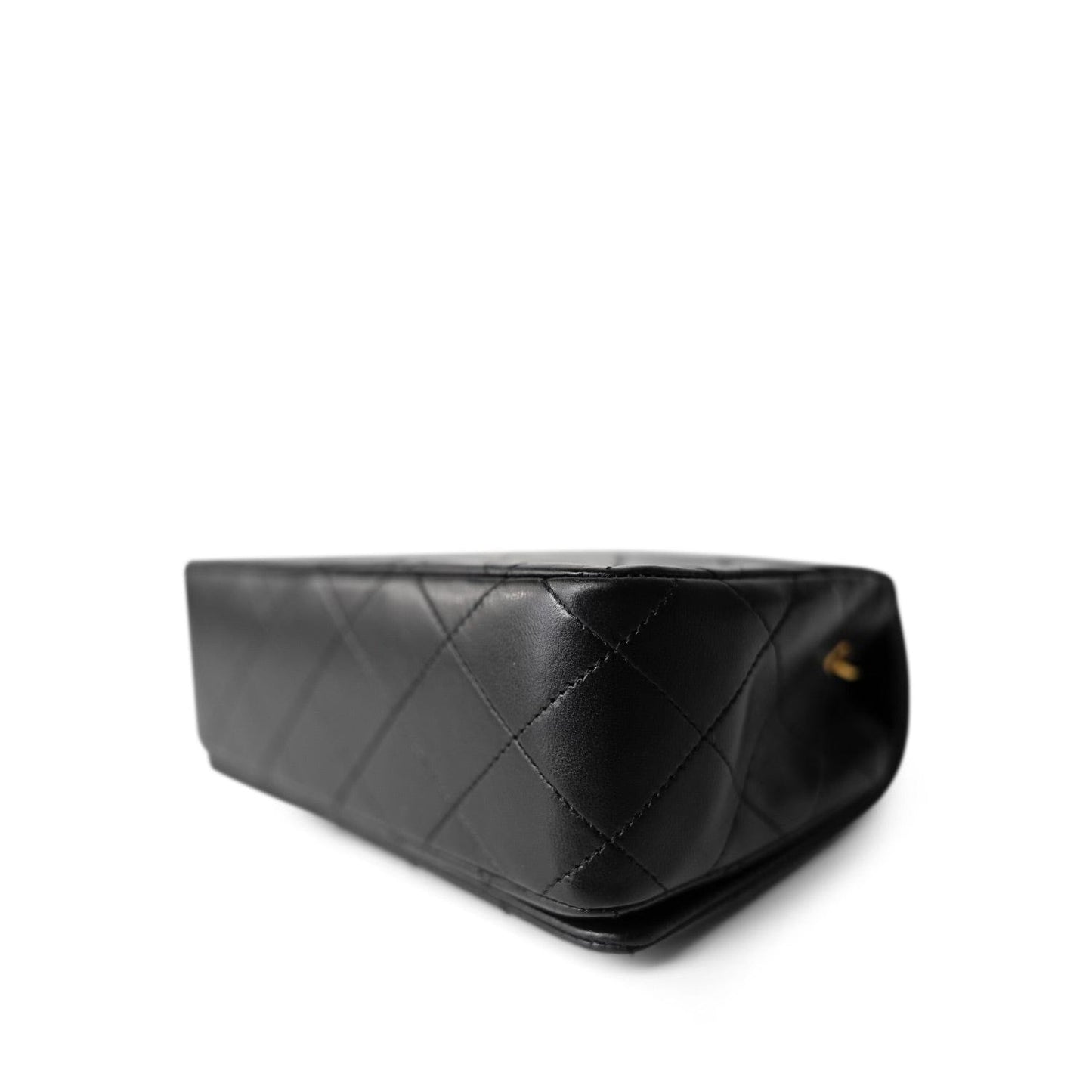 Black Lambskin Quilted CC Full Flap Bag Gold Hardware