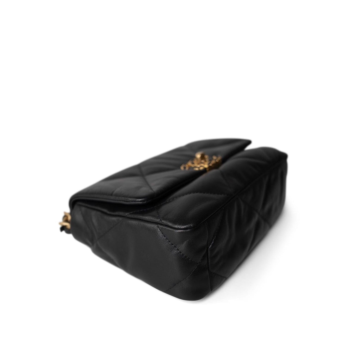 Black Goatskin Quilted 19 Flap Small MHW