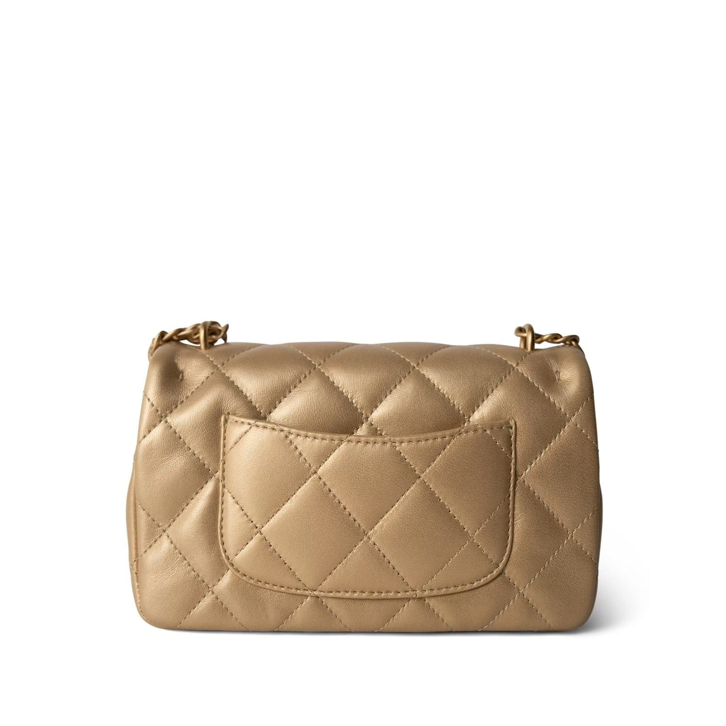 23P Gold Lambskin Quilted Mini Sweetheart Single Flap Bag Aged GHW