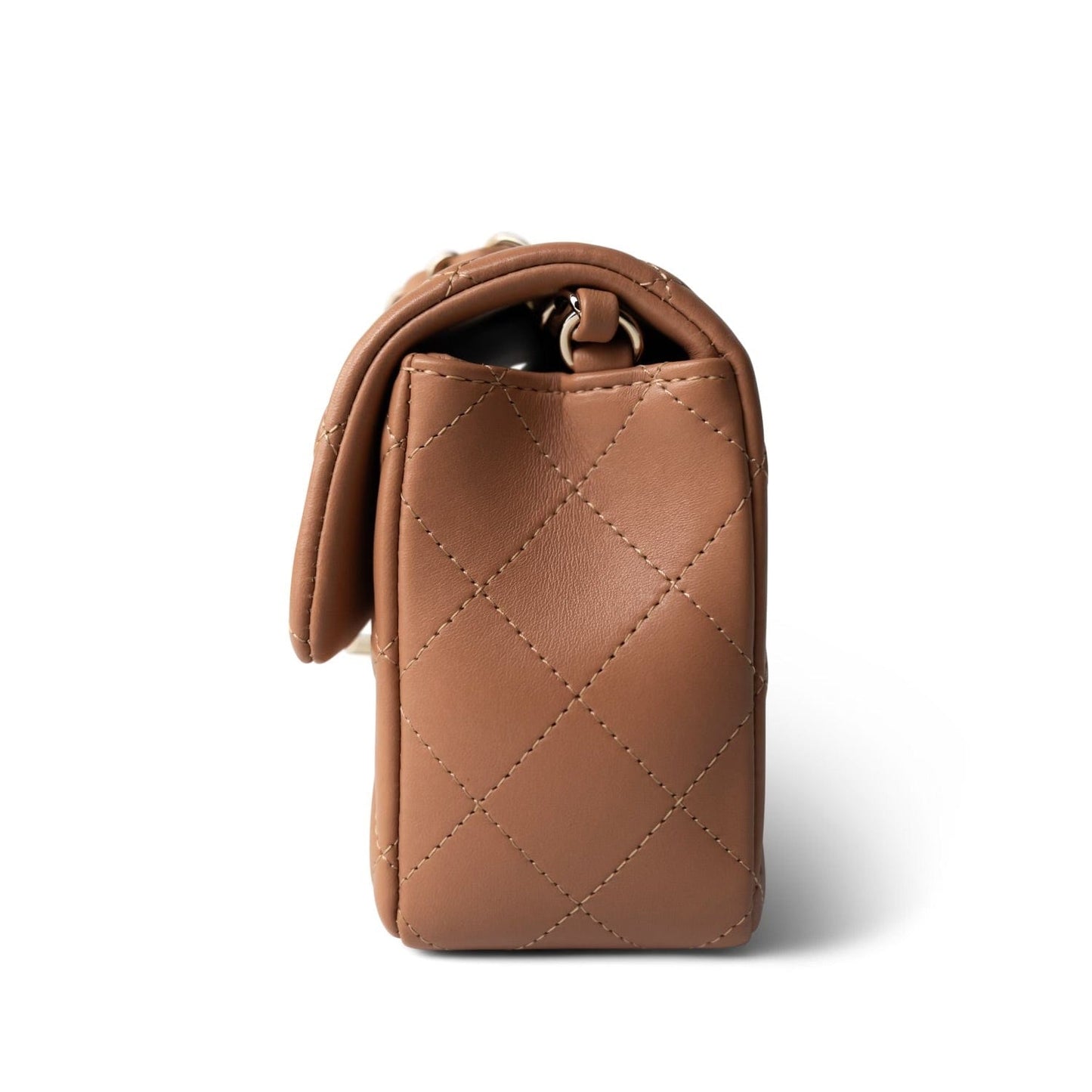 21P Light Caramel Lambskin Quilted Mini Rectangular Single Flap LGHW