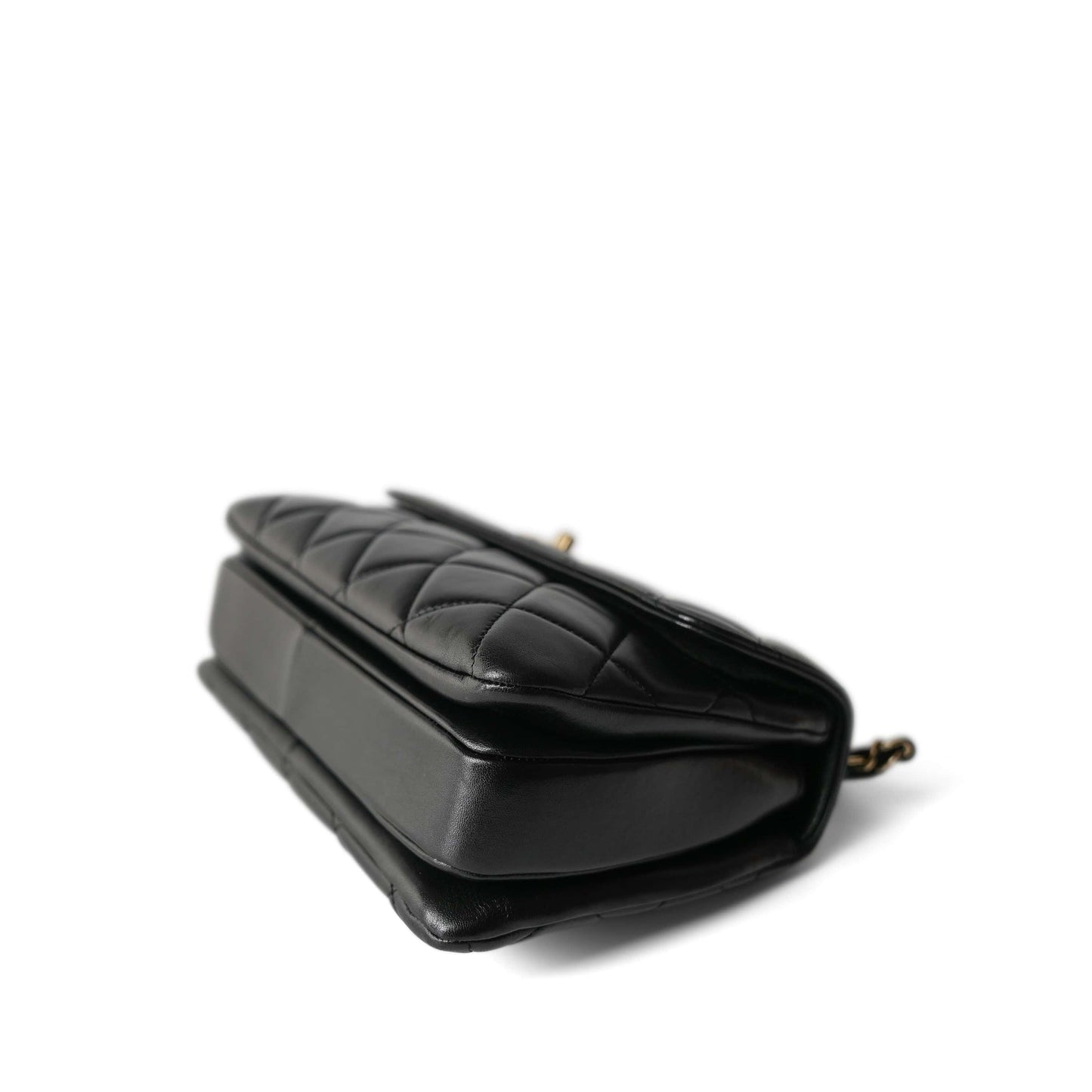 Black Lambskin Quilted Small Trendy CC