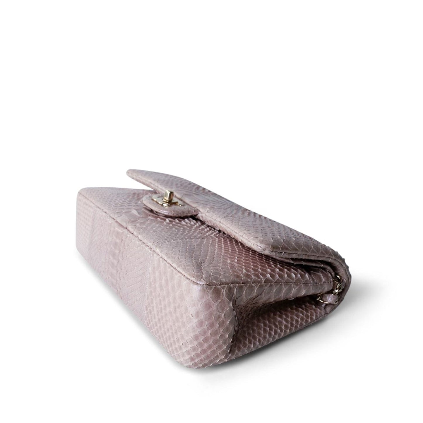 Iridescent Light Pink Python Medium Classic Double Flap LGHW