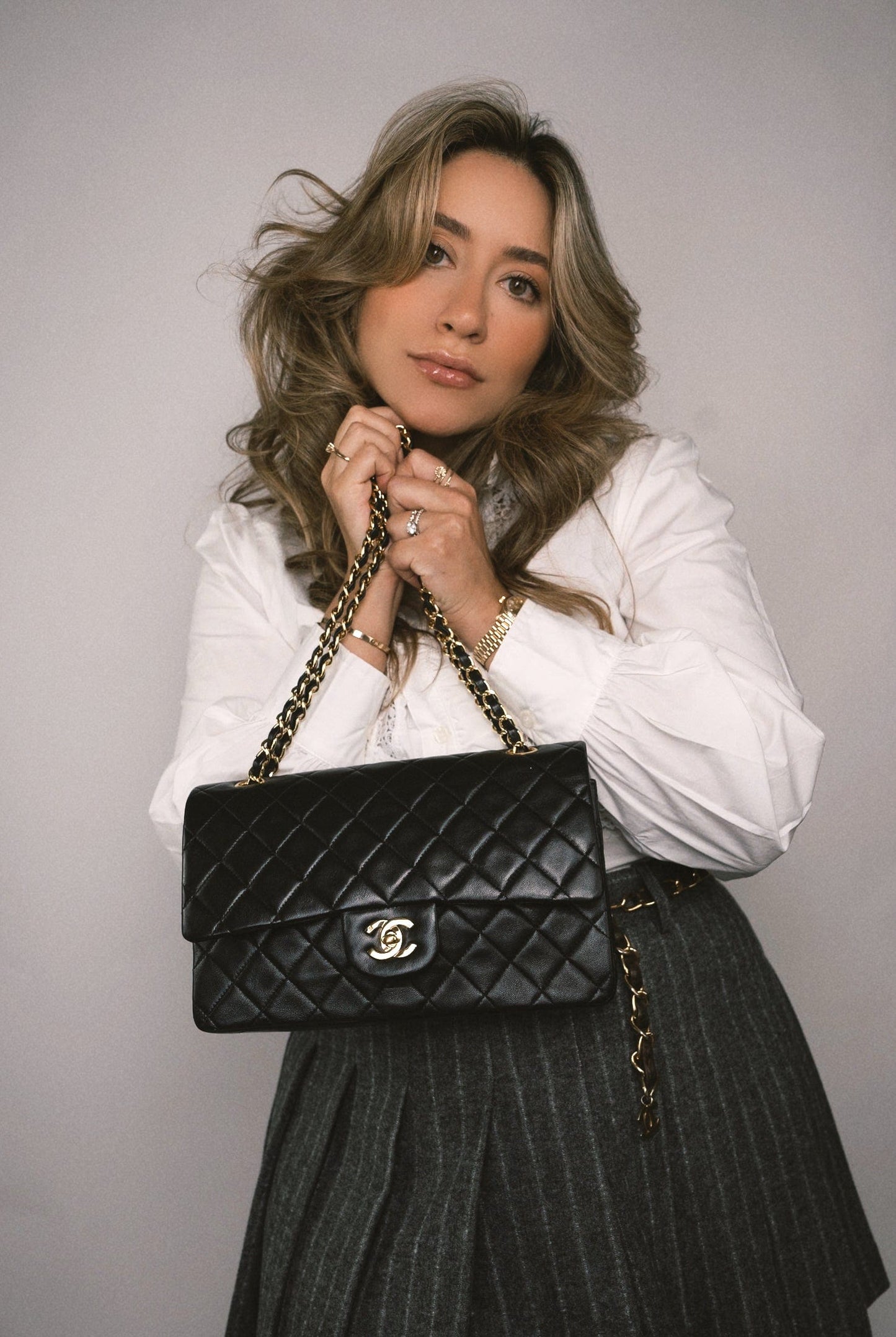 Vintage Black Lambskin Quilted Medium Classic Flap GHW