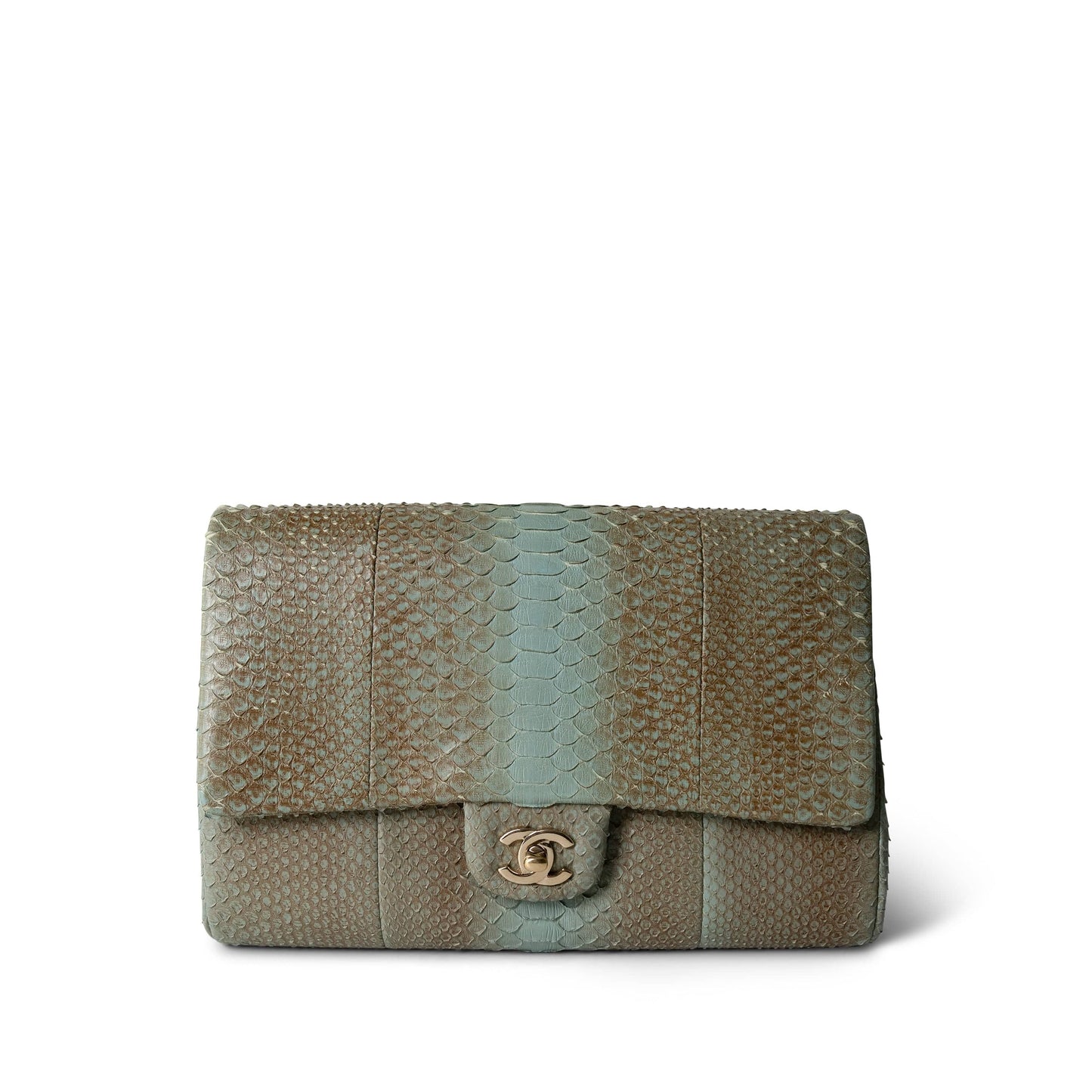 Brown/Blue Python Single Flap Bag Medium LGHW