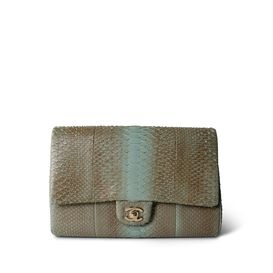 Brown/Blue Python Single Flap Bag Medium LGHW
