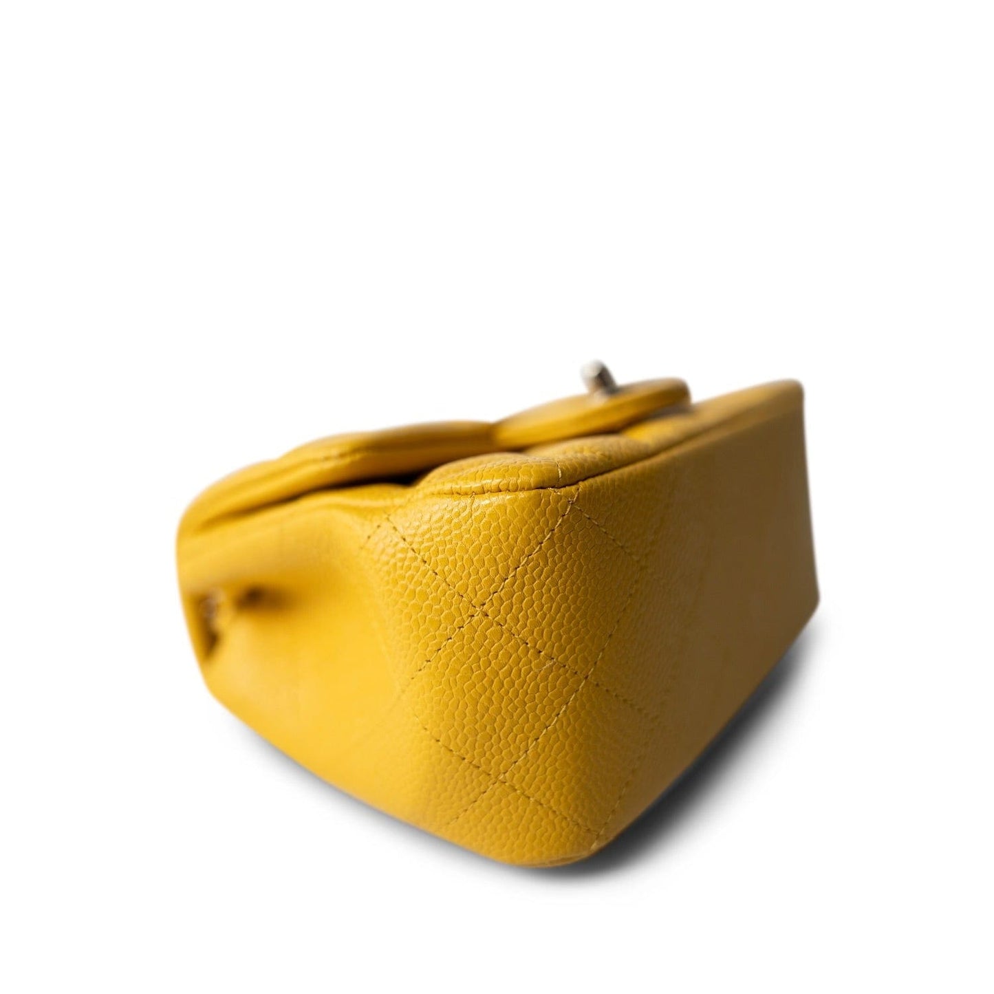 18S Yellow Caviar Quilted Mini Square Flap LGHW