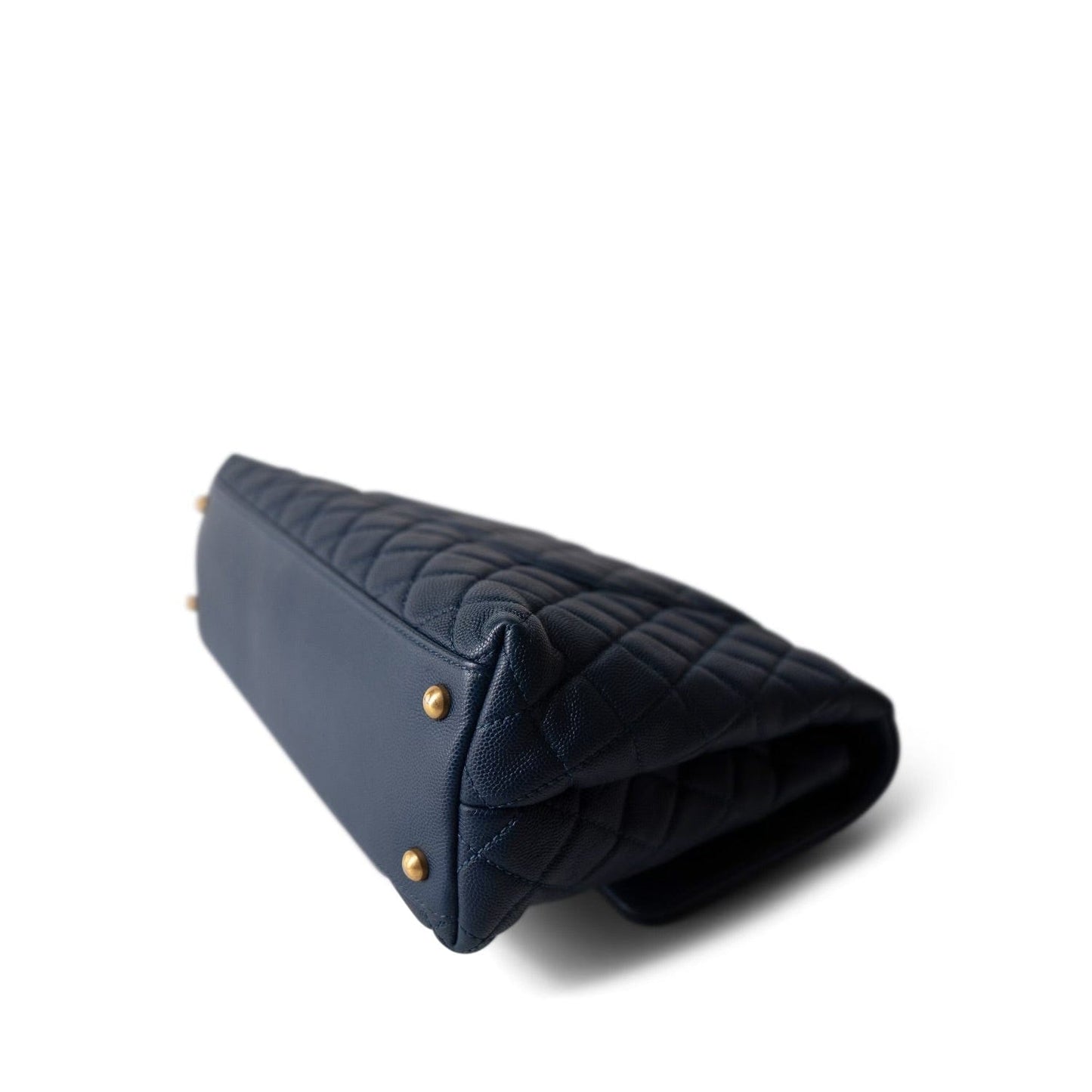 Navy Caviar Quilted Coco Handle Large Aged Gold Hardware