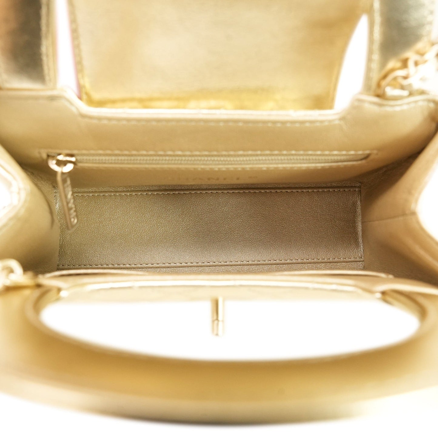 Metallic Gold Aged Calfskin Quilted Nano Kelly Shopper AGHW